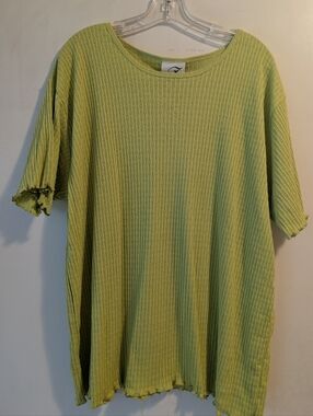 Lane Bryant Lime Green Ribbed Short Sleeve Top